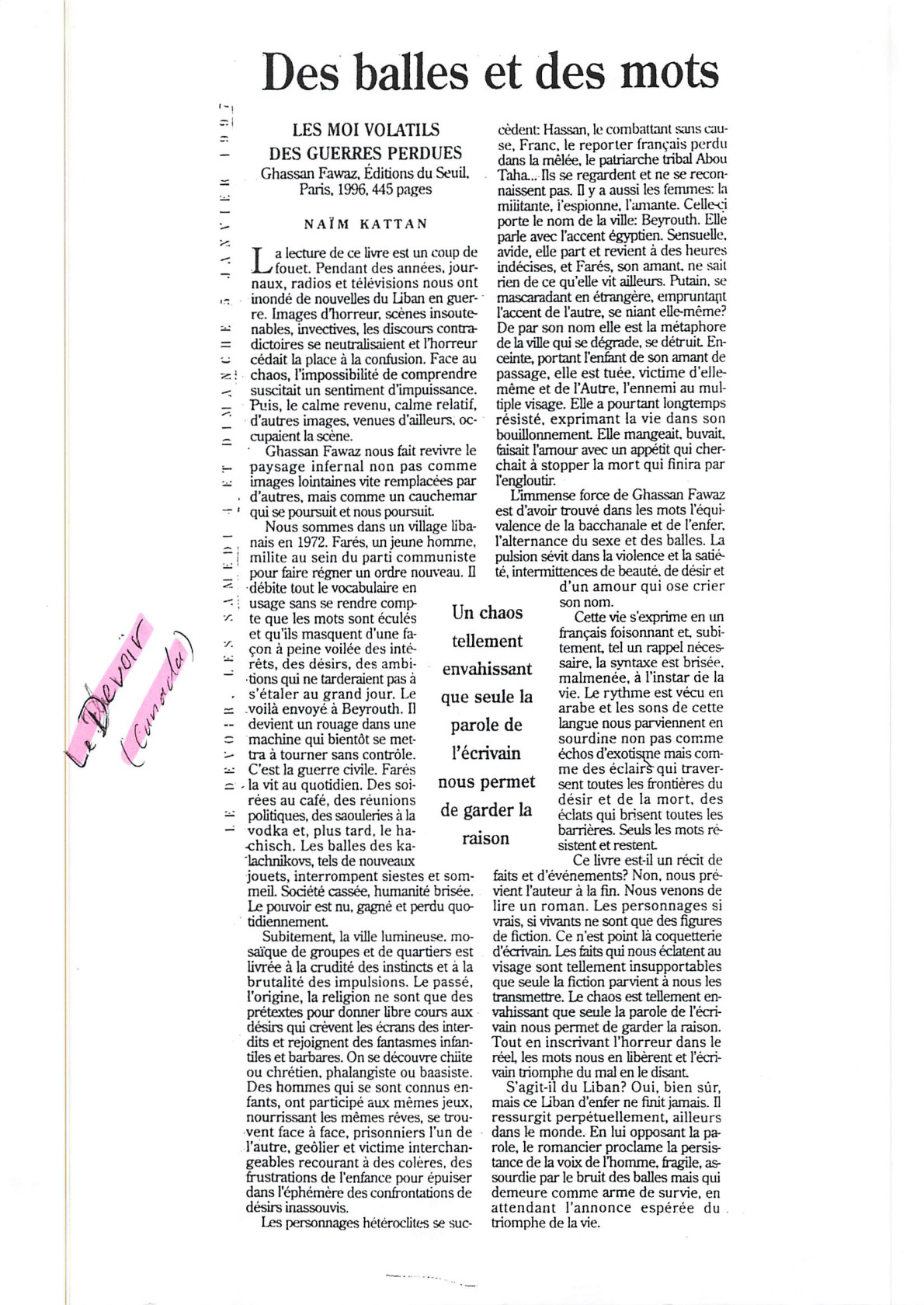 Facsimilé — Le Devoir